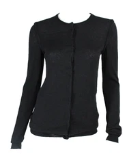 LANVIN Hiver 2009 Black Alpaca Blend Lightweight Knit Cardigan Sweater XS