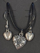 Handmade Silver Heart Necklace & Earring Set Minimalist/ Boho/celestial Heart