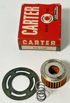 NOS Carter F30-120u Carburetor Fuel Filter Spring & Gasket 1955 Packard & Others