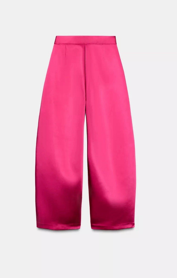 ZARA HIGH WAISTED SATIN EFFECT BALLOON PANTS FUCHSIA  1255/552/630 thumbnail 2