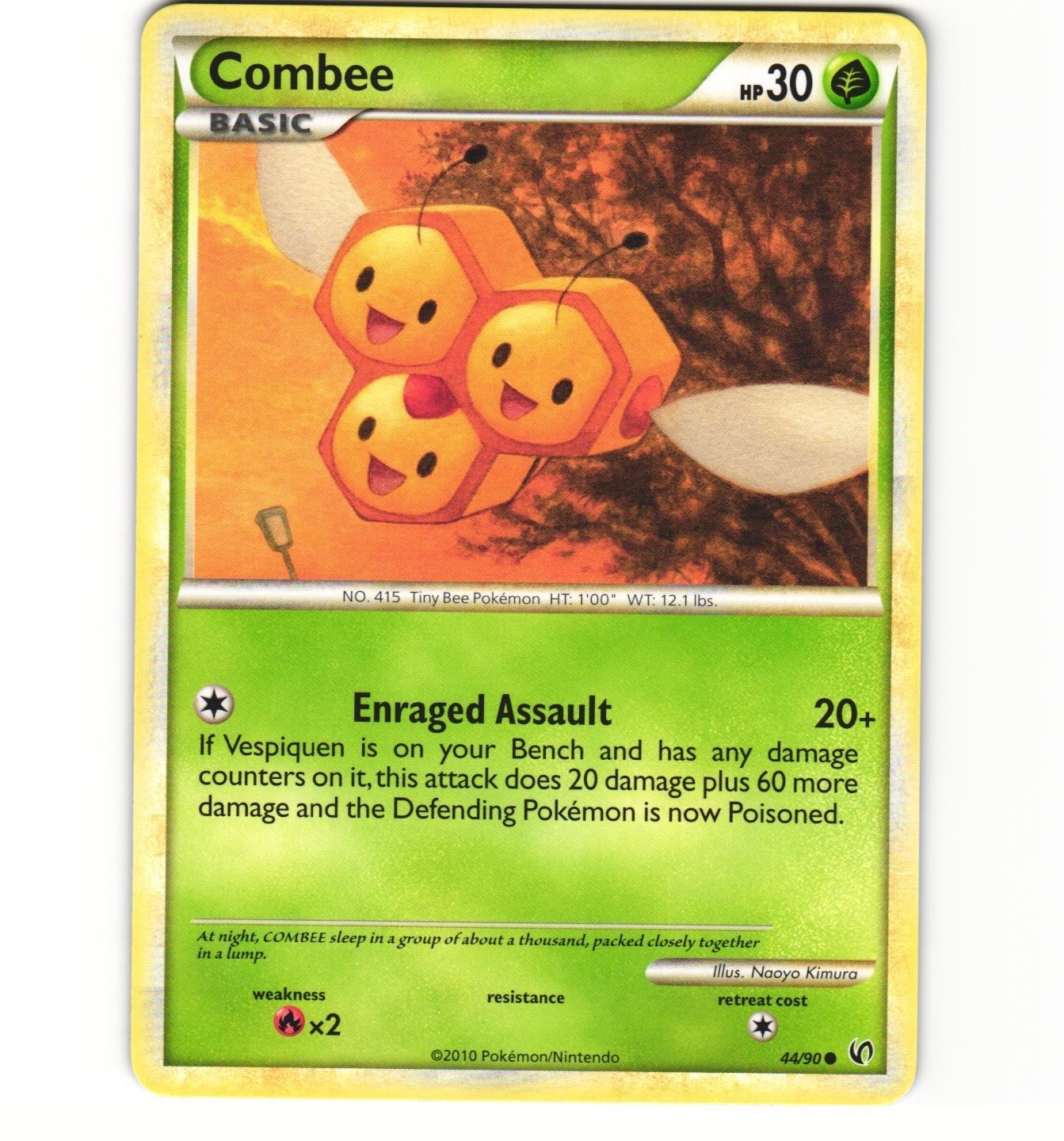 Pokemon Combee 44/90 Undaunted HGSS Non-Holo LP Card
