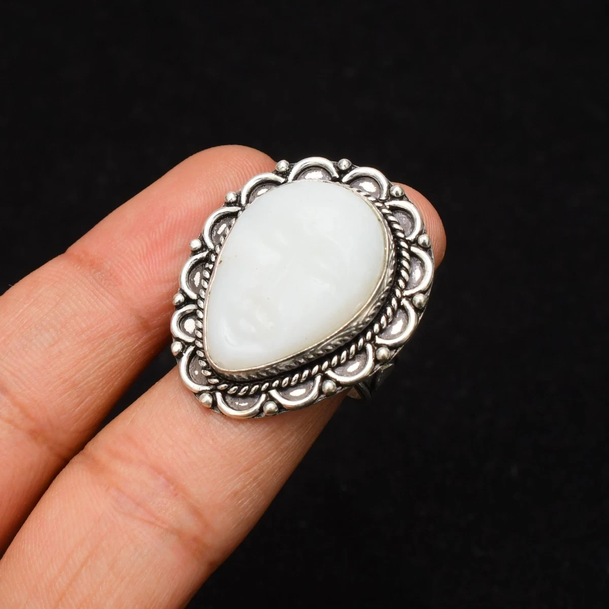 Bague Ancienne Argent 925 - Pierre De Lune - Taille 52 - N364