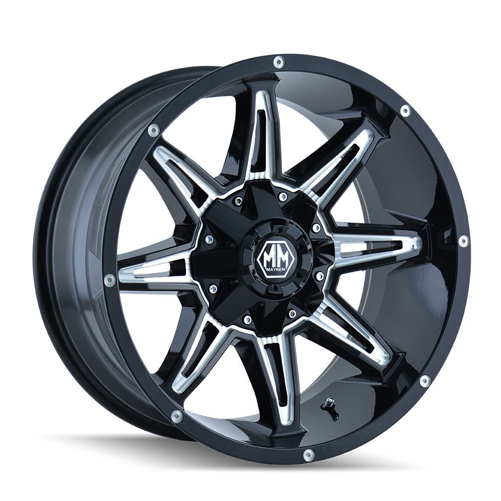 MAYHEM RAMPAGE 8090 GLOSS BLACK MILLED 18X9 6-135/6-139.7 18MM 106MM