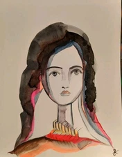  Original Painting Surreal Portrait Abstract 8"X10.5" Expression  Jess Russell