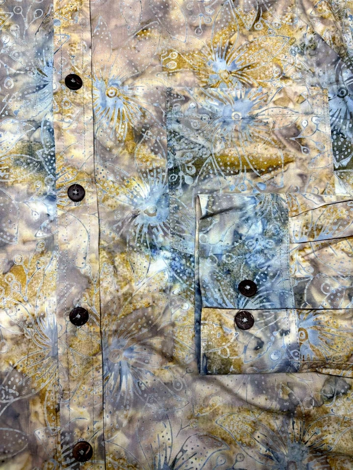 Pete Huntington Mens Bali Button Front Long Sleeve Pattern Cotton Shirt XL - Image 2 of 4