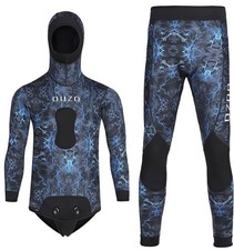 WYYHAA 3mm Neoprene Spearfishing Wetsuit with Hood, 2-Piece XL Blue Camo