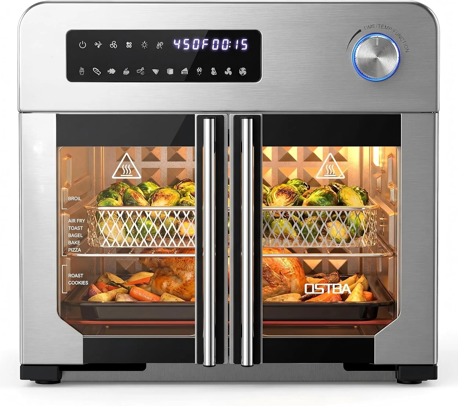 French Door Air Fryer Toaster Oven Combo, 10-In-1 Airfryer Oven 24 QT Extra Larg