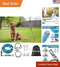 Heavy Duty 200FT Dog Runner with 10FT Tie Out  Safe  Durable for Large Dogs