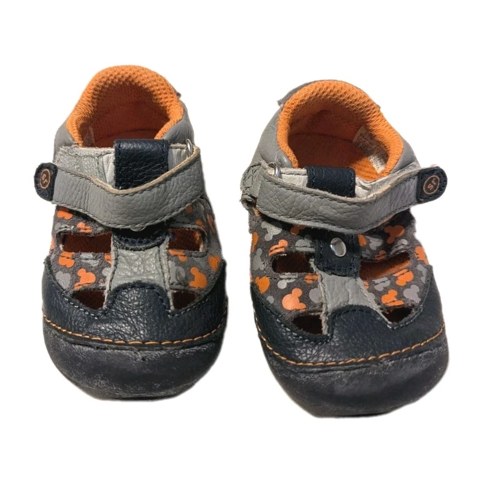 Stride Rite Disney Boys SRT Sm Mickey Mouse Ears Shoes Gray Orange Blue Size 3.5 - Image 3 of 4