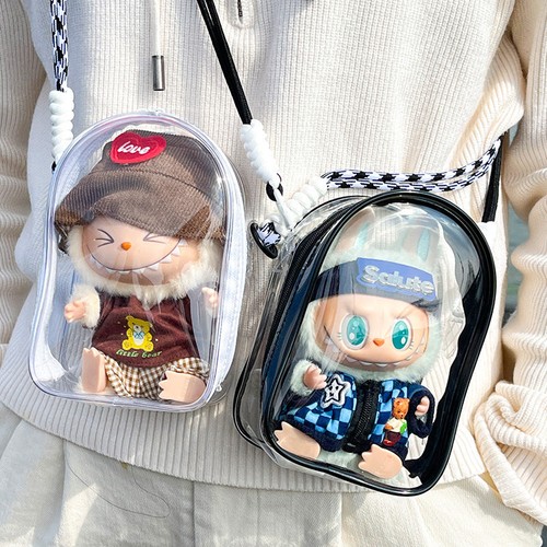 Doll Bag for Labubu, Transparent Dust-Proof Display Case with Adjustable Strap - Picture 5 of 10