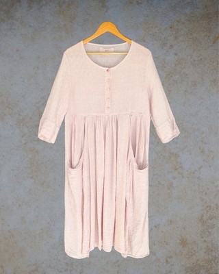 Grizas washed linen dress textured boho lagenlook designer S | eBay