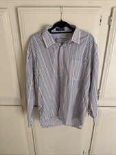 ALAN FLUSSER Striped Button Down Cotton Shirt Dress Casual Colorful Men  s XL
