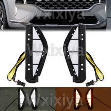 DRL For Hyundai Santa Fe 2021-2023 LED Day Running Light Fog Lamp W/ Turn Signal
