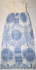 AUW blue and white dress XL Boho / Bohemian, sheer layer