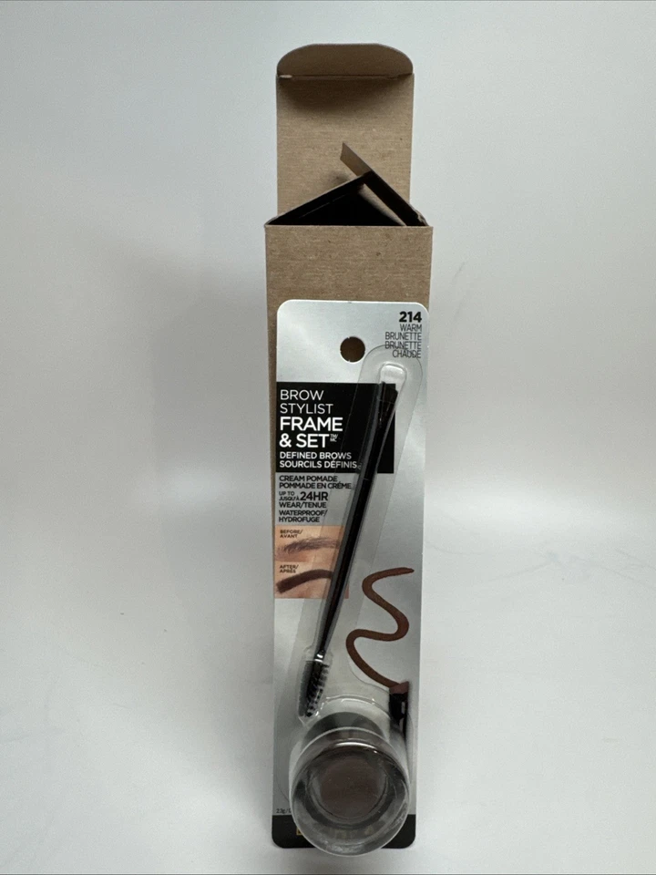 NEW (2) L'Oreal BROW STYLIST FRAME & SET Cream Pomade #214 Warm Brunette - Image 3 of 4