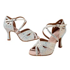 Black Silver Diamond Inlaid Latin Dance Shoes Latin High Heels Ballroom Footwear