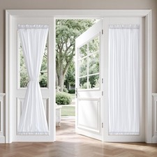 NonSeeThrough French Door Curtains for Door Window, Privacy Light Filtering S...