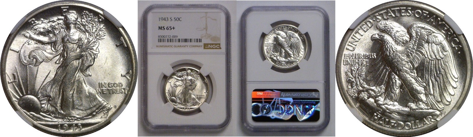 1943-S Walking Liberty Half Dollar NGC MS-65+