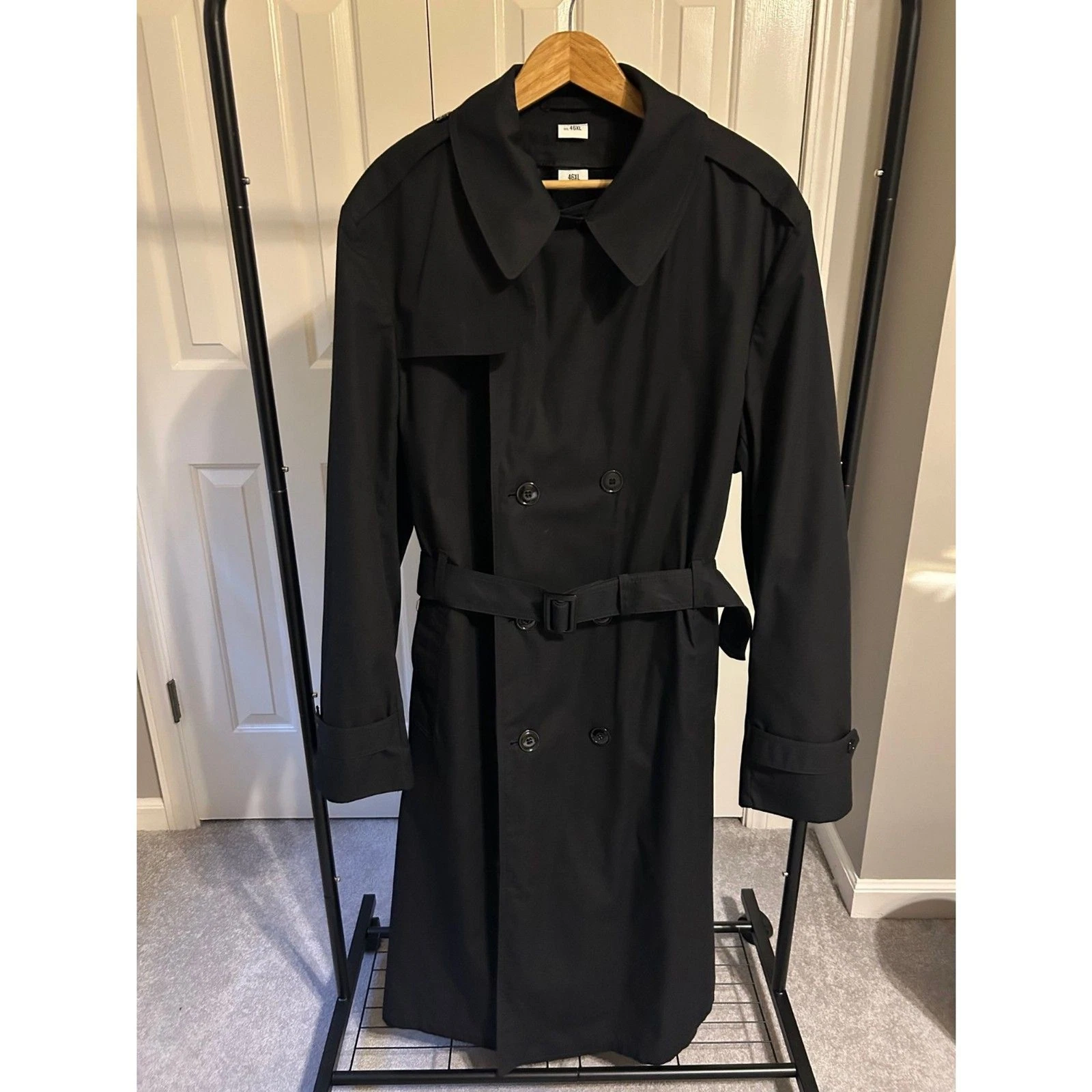 VTG 1993 Military Men’s DSCP All Weather Trench Coat Black 46XL W LINER Complete image 1