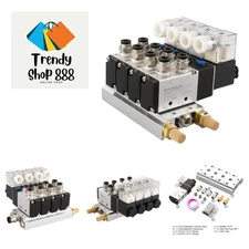 DC 12V Single Head 2 Position 5 Way 4 Pneumatic Solenoid Valve w Base