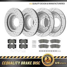 Front & Rear Drilled Rotors Ceramic Brake Pads for 2003-2009 4Runner FJ Cruiser