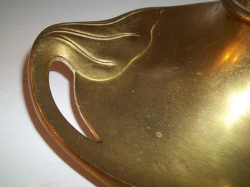 Vintage Antique Art Nouveau Geschutzt Bronze INK WELL STAND & GLASS INKWELL POT - Picture 2 of 15
