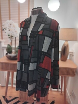 MONA LISA WUNDERSCHÖNE CARDIGAN MIT GEOMETRISCHEM MUSTER EINKNOPF GRÖßE UK18 IN TOP
