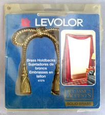 Solid Brass Levolor Holdbacks Tiebacks Curtain Drapery Swags Rope Bow 47278
