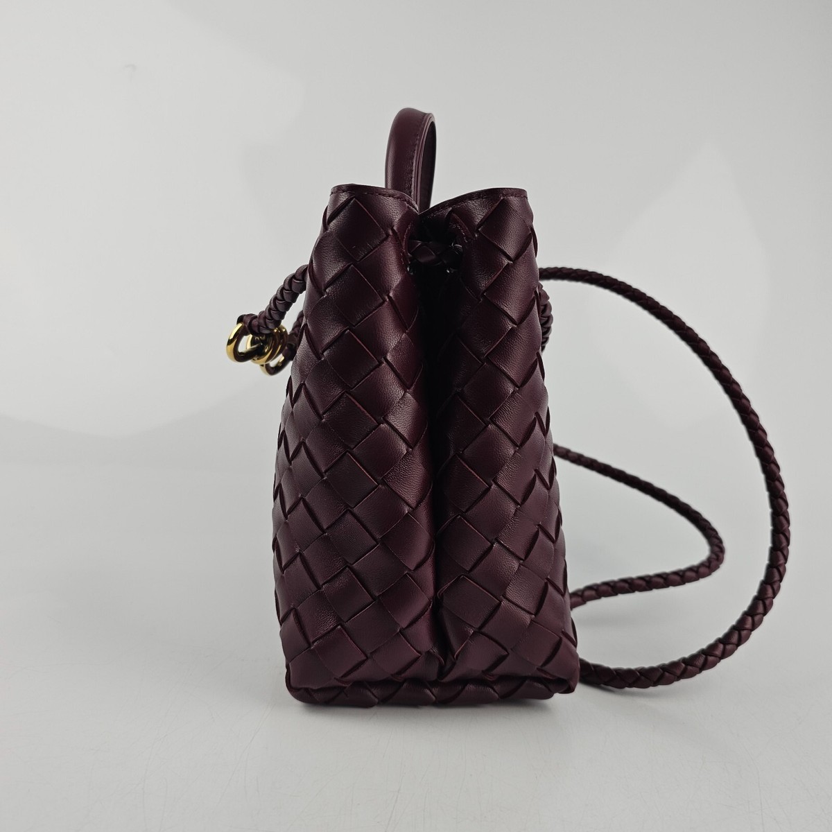 BOTTEGA VENETA Andiamo Small $4700 Barolo Red Leather Top Handle