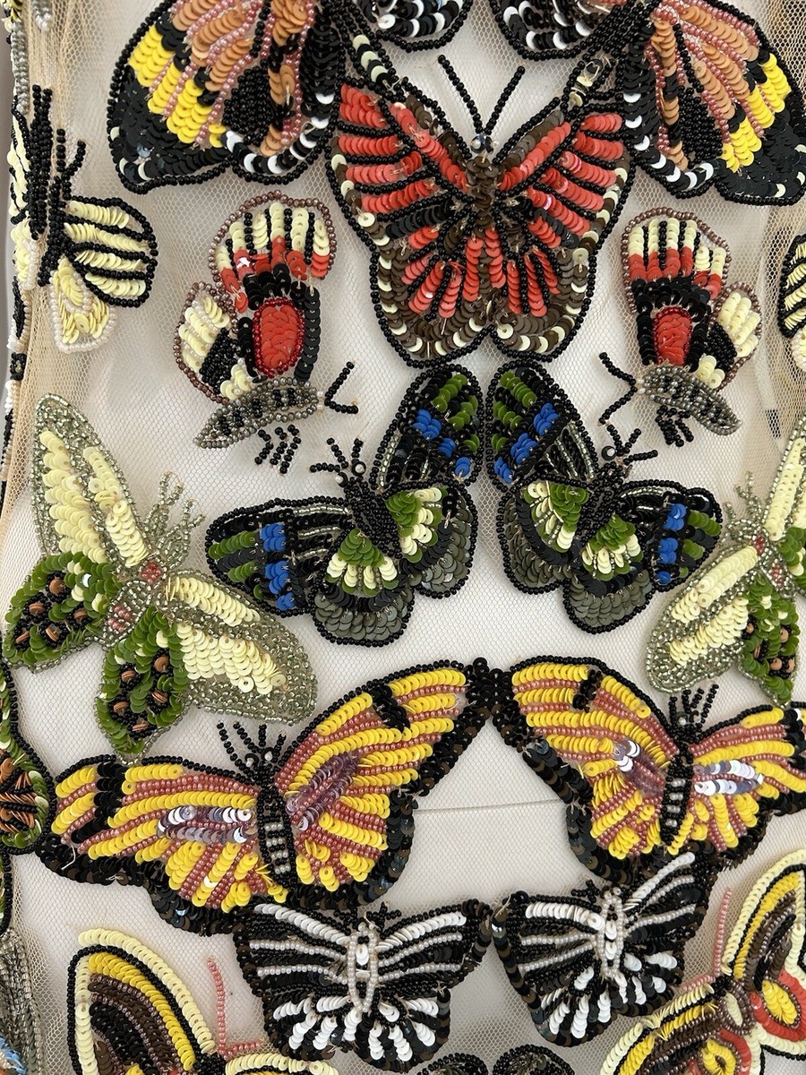 Alexander McQueen Sleeveless Embellished Butterfly Tulle Top, US6