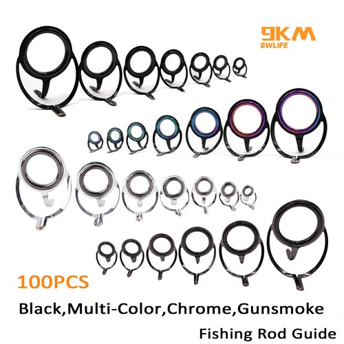 100Pcs Fishing Rod Guide 4 Colors Mixing Repair Kit Eye Rings Stainless ...