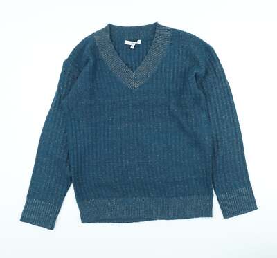 NEXT Damen Pullover blau V-Ausschnitt Acrylmischung Größe XS