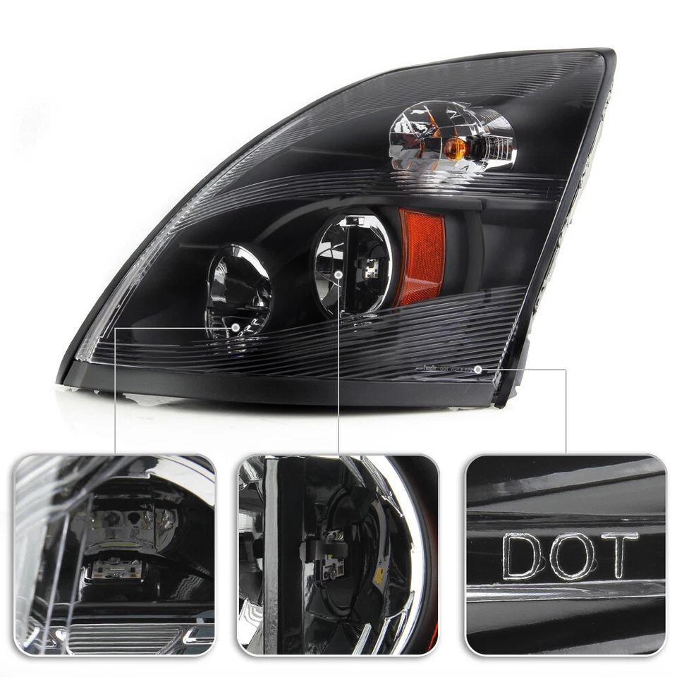 2004-2017 Volvo VNL Truck Performance Black LED Headlights Headlamps Left+Right — 第 4/4 张图片