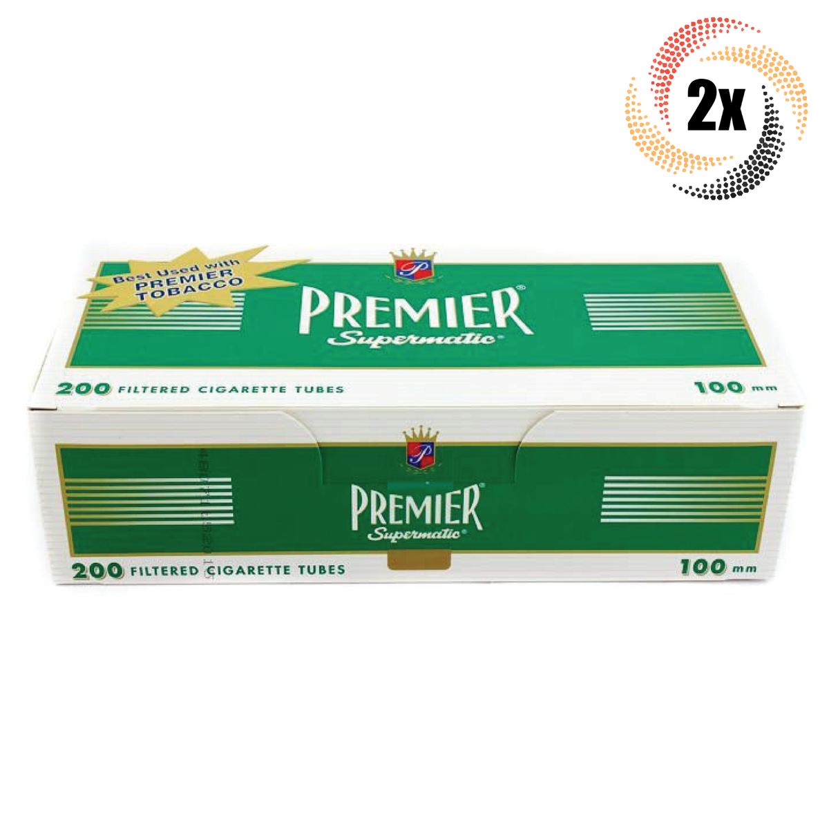 premier cigarette tobacco 2x Boxes Premier Menthol Green 100MM 100's ( 400 Tubes ) Cigarette Tobacco  RYO