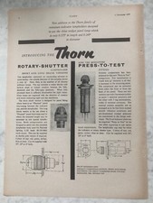 1957 Aircraft Advert THORN ELECTRICAL ROTARY SHUTTER LAMPHOLDER PRESS TO TEST