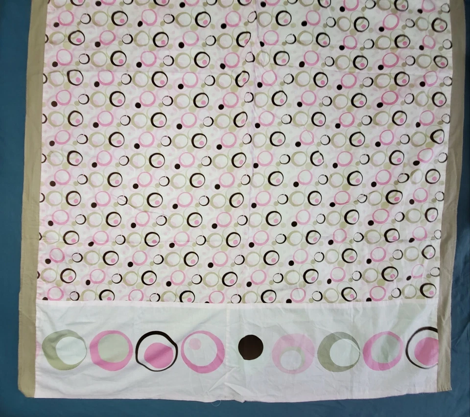 Cortinas 44 x 66" 2 Paneles Hechas a Mano Años 80 Rosa Caqui Marrón Lunares A Través de Varilla Foto 3 de 4