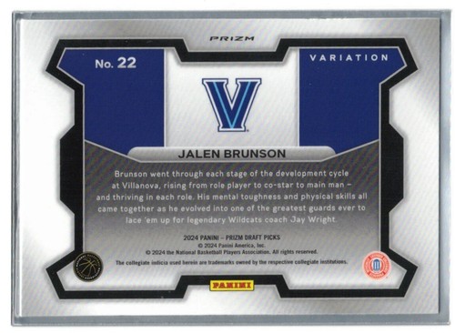 Selecciones del draft de Panini Prizm 2024 - Jalen Brunson variación verde Prizm #22 - Imagen 2 de 2