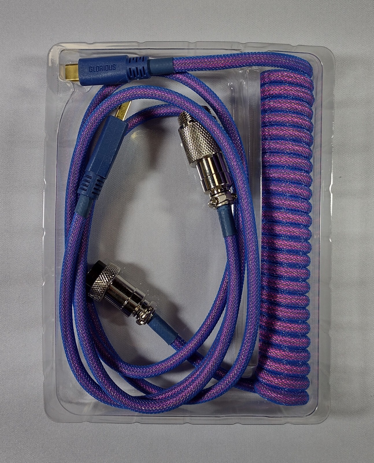 Glorious Coiled Cable (Purple Nebula) - USB-C, for keyboards and accessories.