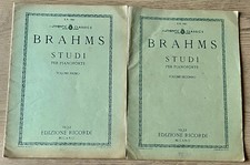 BRAHMS STUDI PER PIANOFORTE VOLS 1-2 SOLO 2X SHEET MUSIC BOOKS 1932 PIANO ITALY
