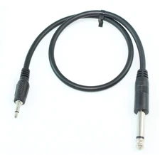 1.5ft 1/4inch MONO (TS) to 3.5mm Audio/Guitar  Male to Male Cable  Black