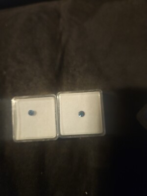 Pair Royal Blue Dimonds .19 Ct Each