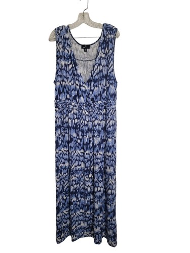 Ronni Nicole Womens Blue Sleeveless V-Neck Summer FLOWEE Maxi Dress XXL - Picture 2 of 8