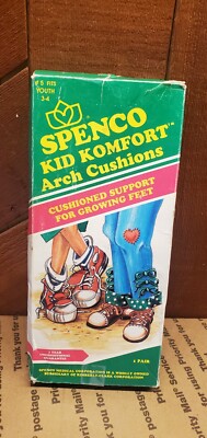 NOS 1993 Vintage Spenco Kid Comfort Arch Cushions #5 Size 3-4 Made In USA  E8