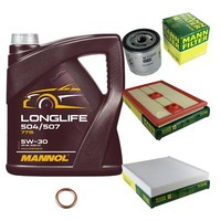 MANN-FILTER Inspektionspaket Mannol 5L Longlife 5W-30 FüR VW Golf VII 1.4 TSI