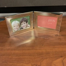 Green Tree Gallery Double Hinged Picture Frame Table or hang wall Silver 3.5 X 5