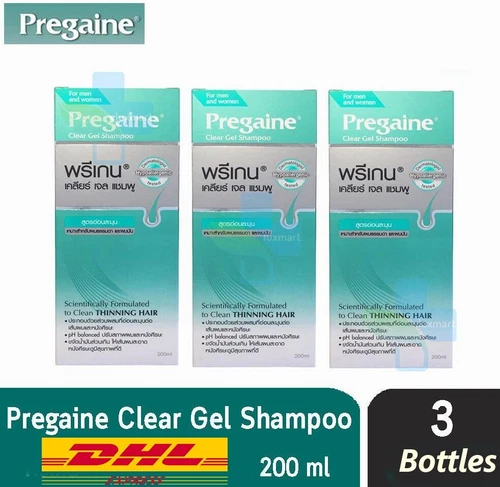 3 x Shampoo Pregaine Clear Gel for Thinning Hair Clean Healthy Prevent HairLoss