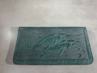 Vintage Green Leather Dolphin Checkbook Cover