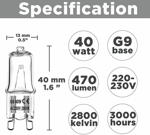 2X/5X/10X G9 Halogen Bulb 25W 20W 40W 50W 60W Warm White Filament Lamp Replace - Picture 2 of 12