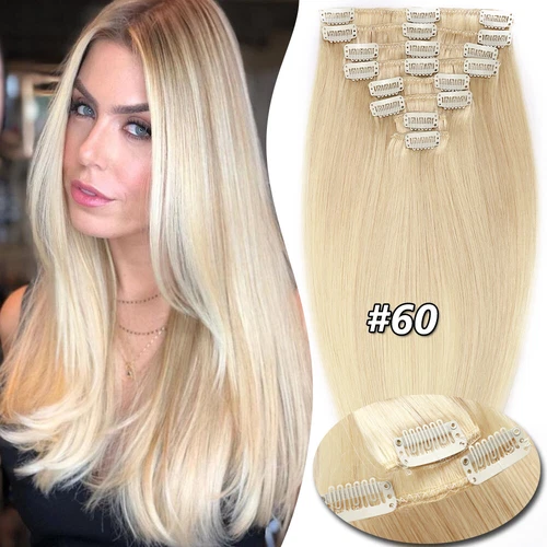 100% Echthaar Clip In Remy Haarverlangerung Extensions Glatt 8 Tressen Dick Lang - Bild 13 von 37