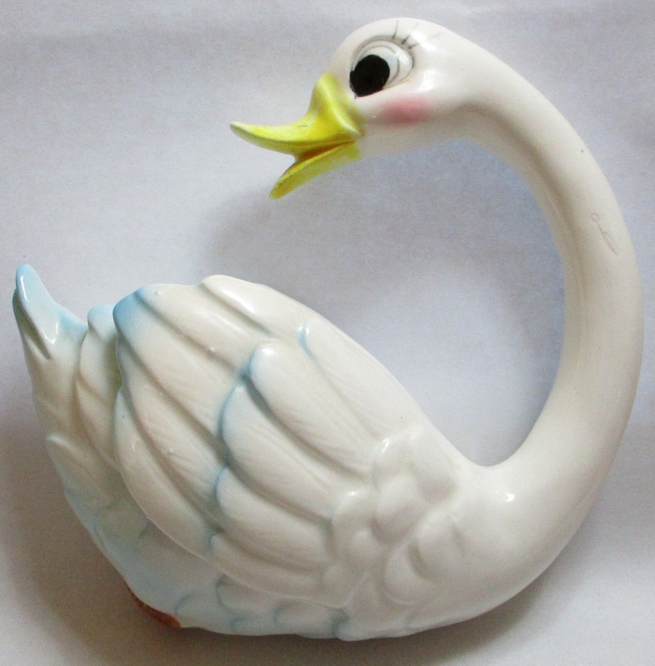 VINTAGE ANTHROPOMORPHIC SWAN FAMILY WALL HANGINGS, 2 PC, MID CENTURY